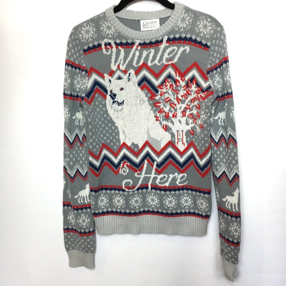 GAME OF THRONES Ugly Christmas Sweater HBO Winter is Here EUC